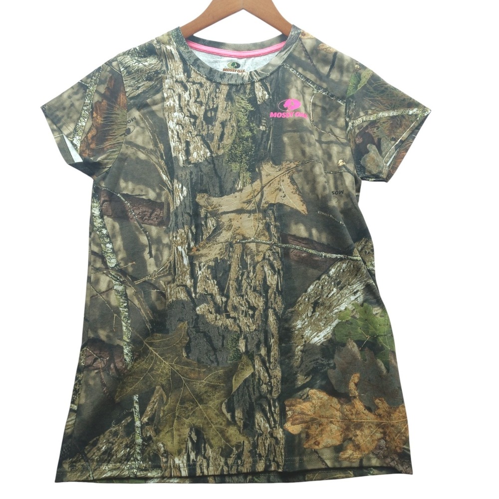 Mossy Oak Womens Camo T-Shirt Pink Logo Break-Up Country Medium NWT